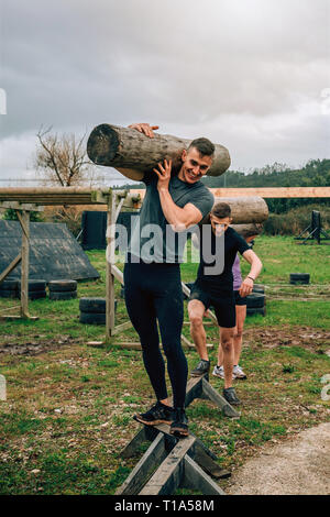 Group carrying trunks Stock Photo