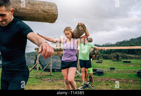 Group carrying trunks Stock Photo