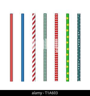 set of Striped colorful drinking straws vector illustration Stock Vector