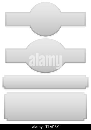 Set of different plaque, plaquette shapes on white Stock Photo