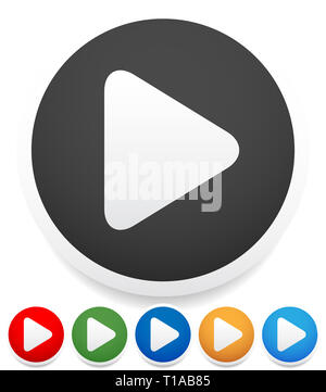 Eps 10 Vector Illustration of Modern, Minimal Play Button in Various Colors Stock Photo