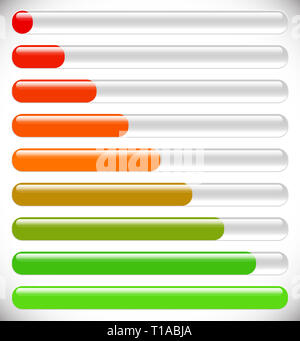 Horizontal progress, loading bars. Steps, phases, progression Stock ...