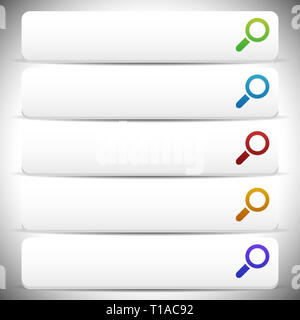 Search bars, buttons with magnifier glass symbols Stock Photo