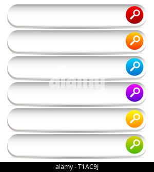 Search bars, buttons with magnifier glass symbols Stock Photo