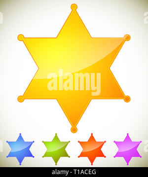 Classic western sheriff badge, sheriff star. Vector illustration. Stock Photo