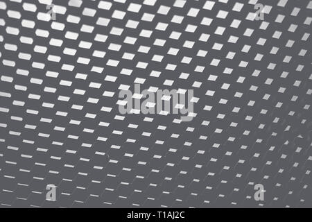 Close-up photo of technological metal grid structure. Abstract black and white background image on the subject of modern architecture, industry or technology. Stock Photo