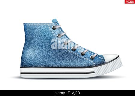 High Top Canvas Denim Sneaker Mockup Stock Vector