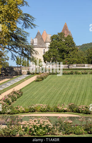 Milandes, France - September 4, 2018: the garden of Chateau des Milandes, a castle  in the Dordogne, from the forties to the sixties of the twentieth  Stock Photo