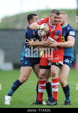 Salford, UK. , . 24 March 2019. AJ Bell Stadium, Salford, England; Rugby League Betfred Super League, Salford Red Devils vs Wigan Warriors; Adam Walker of Salford Red Devils in action. Credit: Dean Williams/Alamy Live News