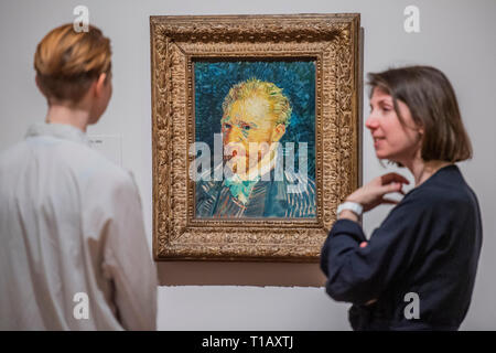 London, UK. 25th March, 2019. by Vincent Van Gogh - The EY Exhibition: Van Gogh and Britain. This is the first exhibition to take a new look at the artist through his relationship with Britain. It explores how Van Gogh was inspired by British art, literature and and how he in turn inspired British artists, from Walter Sickert to Francis Bacon. Credit: Guy Bell/Alamy Live News