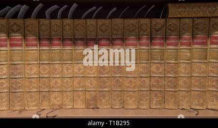Bonhams, Knightsbridge, London, UK. 25 March, 2019. Bonhams Fine Books, Manuscripts, Atlases and Historical Photographs sale preview. Rare first edition books will go on sale in London on 27 March 2019. Credit: Malcolm Park/Alamy Live News. Stock Photo