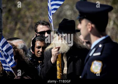 Athens, Greece. 25th Mar, 2019. Spectators are seen marching during the Military parade commemorating the National Day in Athens. Credit: Giorgos Zachos/SOPA Images/ZUMA Wire/Alamy Live News Stock Photo