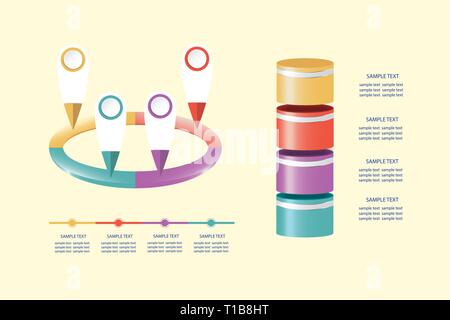 Infographic of process in four steps vector. All is on the yellow background. Stock Vector