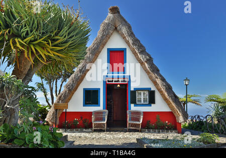 Traditional cottage in Santana (Madeira, Portugal) Stock Photo