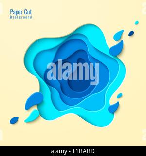 Vector top view tropical beach in paper cut style Stock Vector