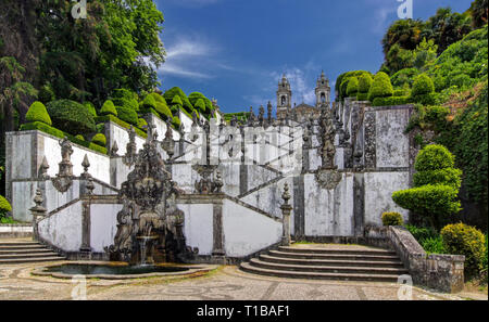 Stairway to the church of Bom Jesus do Monte in Braga, Portugal - Panoramic view Stock Photo