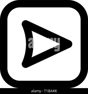 Play button icon - black slick outline, isolated - vector illustration Stock Vector