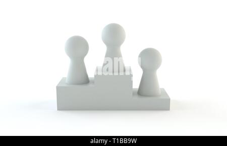 White game figures on a pedestal isolated on white background Stock Photo