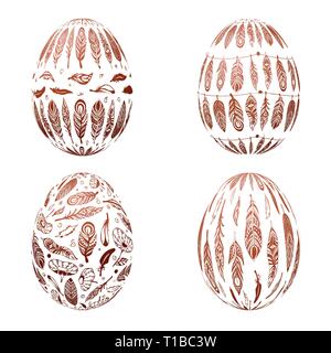 Easter eggs isolated on white background. Vector illustration Stock Vector