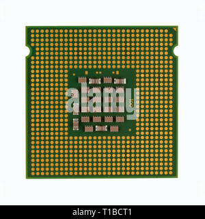 CPU (Central Processing Unit) of computer. Top view. Isolated on white. Stock Photo