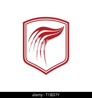 Dragon Wing Red Shield Vector Symbol Graphic Logo Design Template Stock Vector