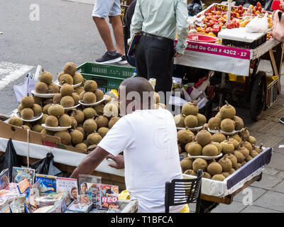 CALI, COLOMBIA - FEBRUARY, 2019: Fruit street vendors in Cali Stock Photo