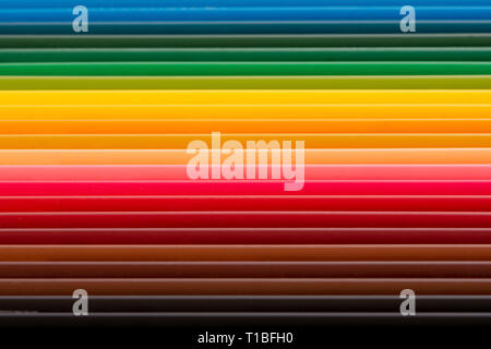 series of crayons lined up in all colors Stock Photo
