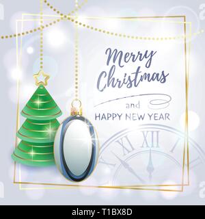 Merry Christmas. Happy New Year. Sports greeting card. Rugby. Vector illustration. Stock Vector