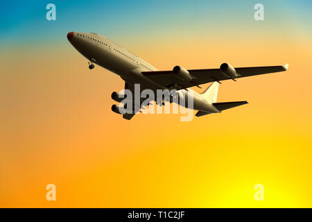 3D rendering of an airplane take off / landing Stock Photo