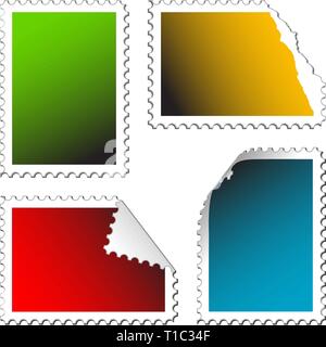 set of empty post stamps on a white background Stock Vector