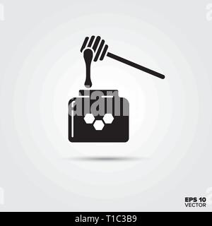 Honey jar and dripper icon. EPS 10 vector symbol. Stock Vector