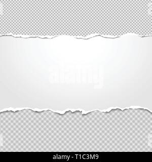 Torn squared and white horizontal paper strips with space for text. Vector illustration background Stock Vector