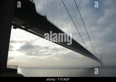 Humber Bridge, UK’s longest single-span suspension bridge Stock Photo