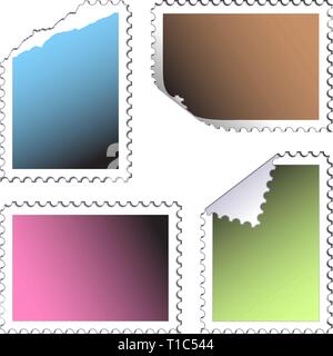 set of empty post stamps on a white background Stock Vector