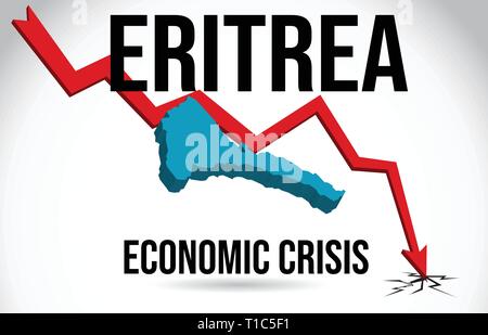 Eritrea Map Financial Crisis Economic Collapse Market Crash Global Meltdown Vector Illustration. Stock Vector