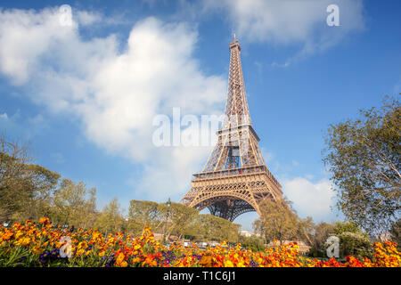 Eiffel Tower during spring time in Paris, France Stock Photo