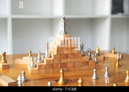 Close up the king chess on the top, Business concept. Stock Photo