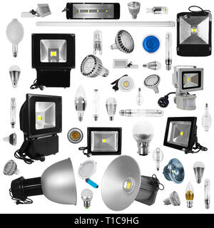 Economical light lamps isolated on white Stock Photo
