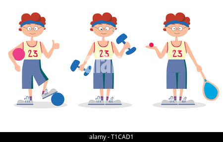 sport ball racket boy Stock Vector