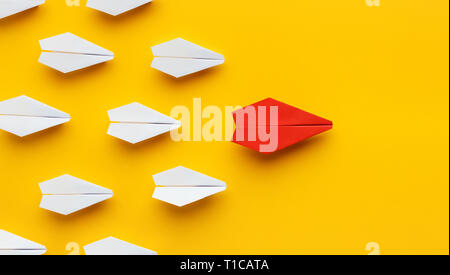 Red paper plane leading another ones, leadership concept Stock Photo