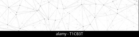 Algorithm digital signal processing, vector lines and circle dots connected, wide banner or header background Stock Vector