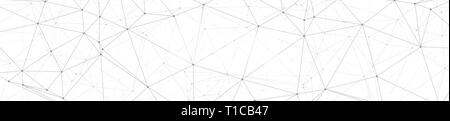 Digital technology cyber chaos, random vector triangles shapes wide banner Stock Vector