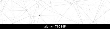 Random triangles connecting circles, creative graphic banner connected dots and lines vector illustration, white background Stock Vector