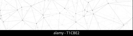 Digital network connections, grey creative graphic banner connected dots and lines vector illustration, white background Stock Vector