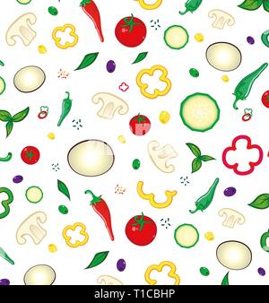Seamless pattern with colored vegetables. Vector illustration Stock Vector