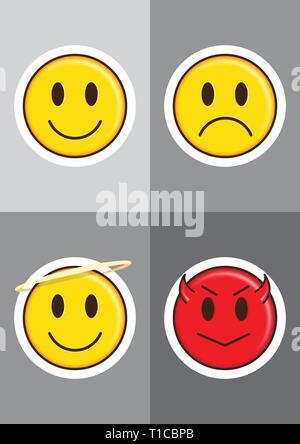 a range of flat vector illustrations of various emoticons Stock Vector