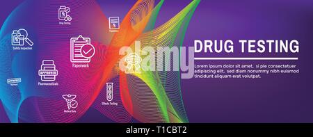 Drug Testing & Process Web Header Banner with Icon Set Stock Vector ...