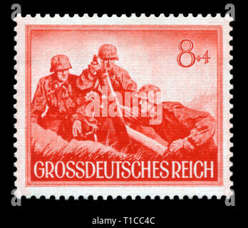 German historical stamp: The mortar elite unit of the Waffen SS. The Army Of The third Reich. Day of commemoration of the fallen soldiers, issue 1944 Stock Photo