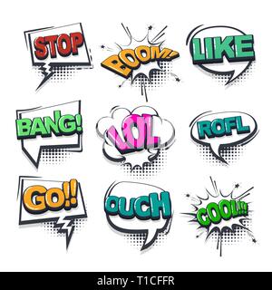 Comic text collection sound effects pop art style Stock Vector