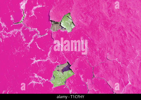 Texture background - magenta peeling paint on the old concrete surface Stock Photo
